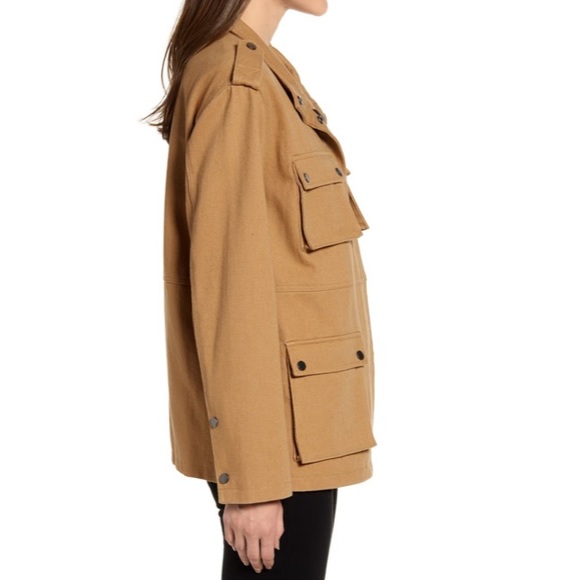 Sold Out AVEC LES FILLES Tan Canvas Cargo Jacket L – Rare, NWT, Military Style - Picture 5 of 8